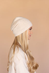 Slouchy Double Layered French Silk Lined Beanie Wool