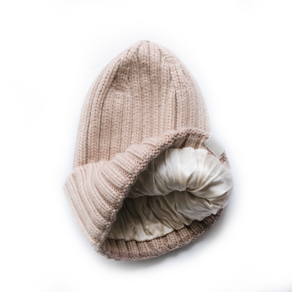 Classic Cashmere Ribbed Silk Lined Hat Customizable Pom Pom Swurly Co