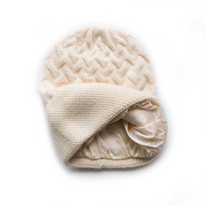 Cashmere Cable Knit Silk Lined Cuffed Unisex Hat