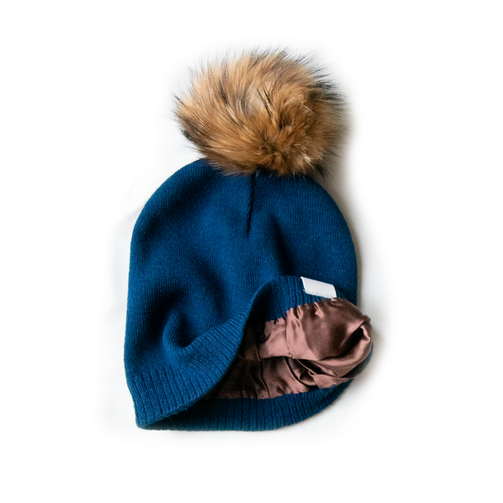 Silk Lined Wool Winter Hat with Removable Pom Pom– Swurly Co