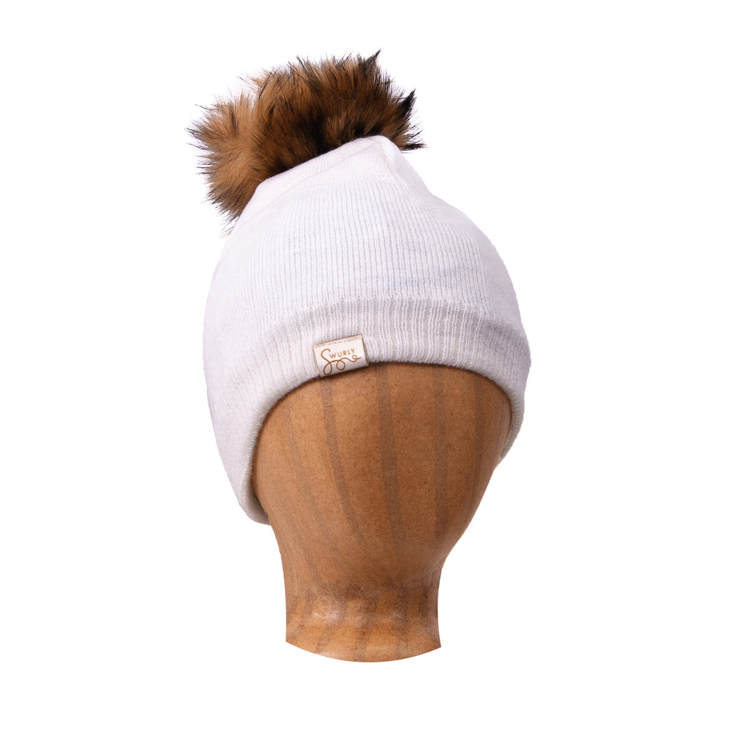 Silk Lined Knit Beanies with Removable Pom Pom– Swurly Co