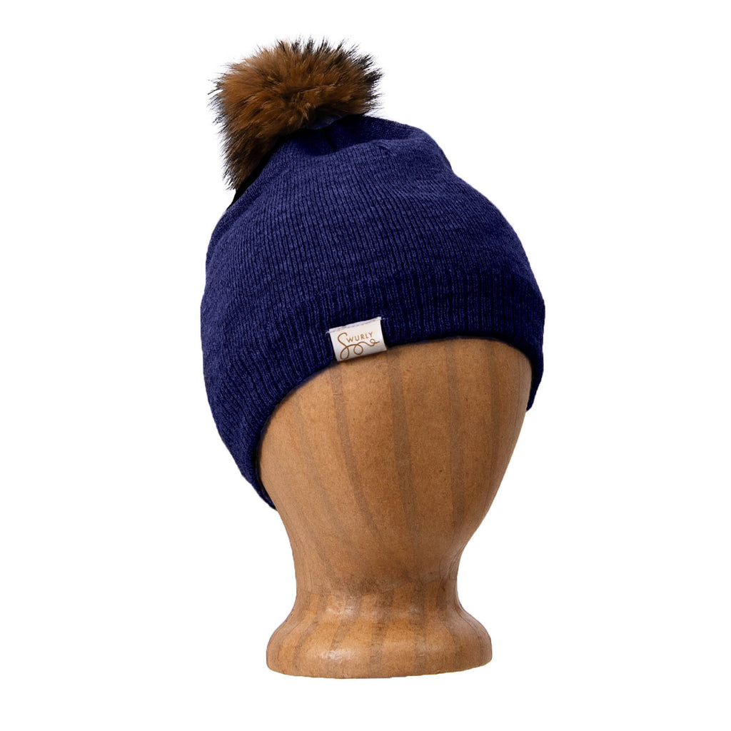 mens blue bobble hat